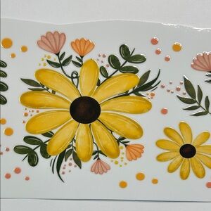 Yellow Peach Floral Cup Decal